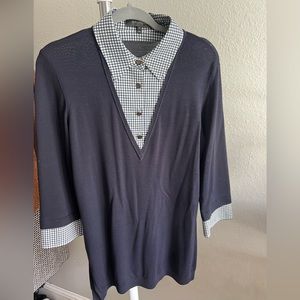 St. John wool button-up sweater dress - navy blue